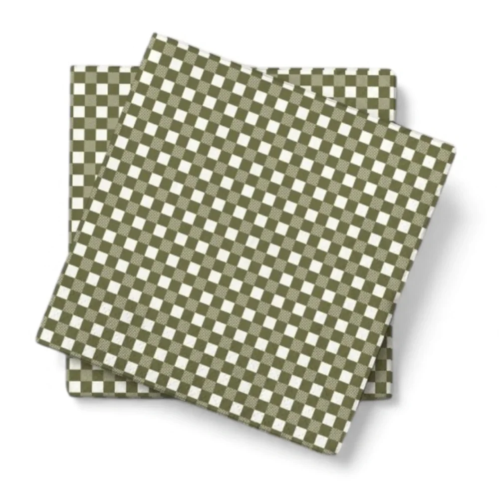 Hearth & Hand 16 Count Green Gingham Paper Beverage Napkins Bundle of 4